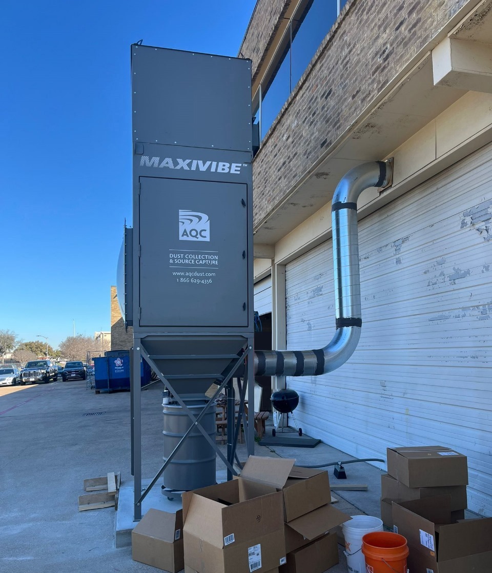 Local fume extraction system with articulated arms installed in the welding shop at IRON MOUNTAIN, WestCliffe, Texas.